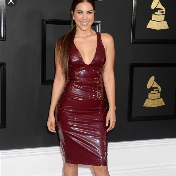 burgundy vinyl dress